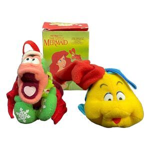 McDonald's 1989 Disney's The Little Mermaid Sebastian & Flounder Plush Ornaments